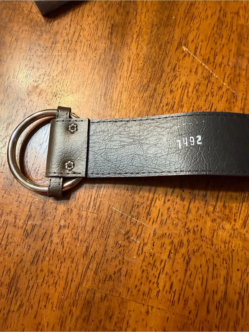 Women's Brown Leather Floral Cutout Belt with Double Ring Buckle